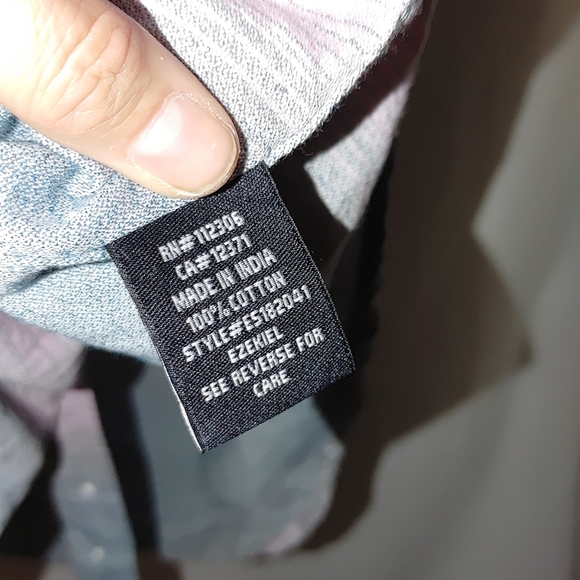 Ezekiel‎ Salty Shadow Plaid Stripe Button Front Short Sleeve Woven Cotton Shirt - Picture 7 of 8